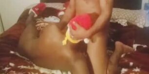 Having fun with a black santa