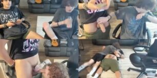 Twink sucks cock on camera