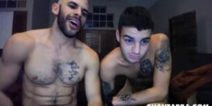 Hot tattooed guys doing a cam sex show