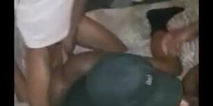 Black horny masked thug fucking a muscled butt dealer