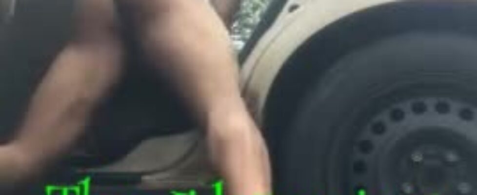 Fucking a fake ass toy outdoors in the car