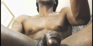 Stroking my black monster dick