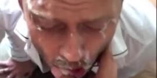 Thick cum load right on his face