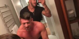 Banging my boyfriend in front of the bathroom mirror