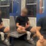 Fit guy shoots a load on the train
