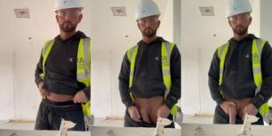 Clip of a construction worker showing off his massive cock