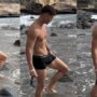 Model ken (kenpop79) shows off his bulge in the river