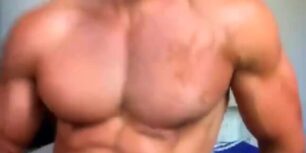 Hot spanish muscled dude stroking his huge fat cock