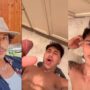 Evan lamicella gives himself a facial on the bathroom floor