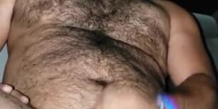 Huge latin bear wanking his cock